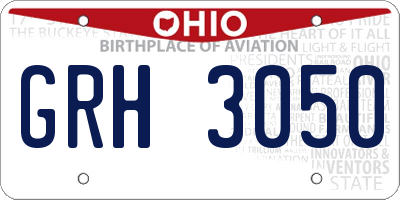 OH license plate GRH3050