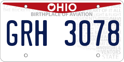 OH license plate GRH3078