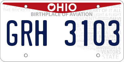 OH license plate GRH3103
