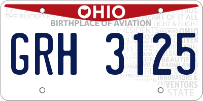 OH license plate GRH3125