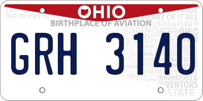 OH license plate GRH3140