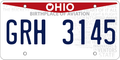 OH license plate GRH3145