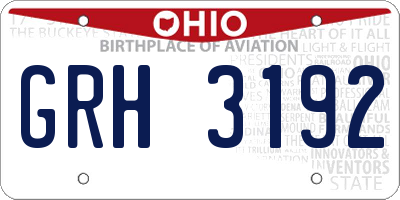 OH license plate GRH3192