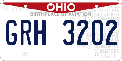OH license plate GRH3202