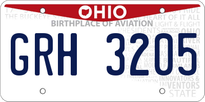 OH license plate GRH3205
