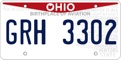 OH license plate GRH3302