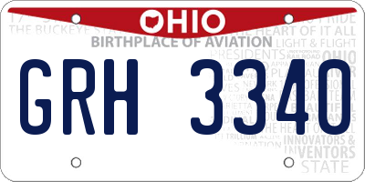 OH license plate GRH3340