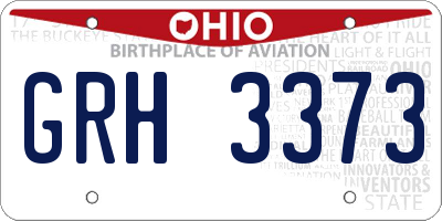 OH license plate GRH3373