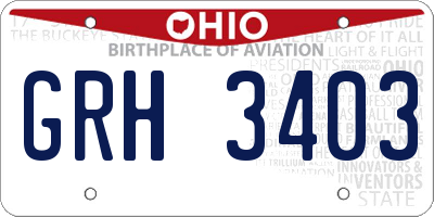 OH license plate GRH3403