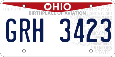 OH license plate GRH3423