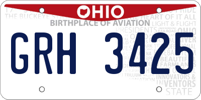OH license plate GRH3425