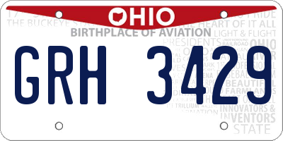 OH license plate GRH3429