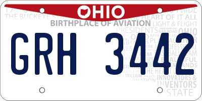 OH license plate GRH3442