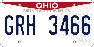 OH license plate GRH3466