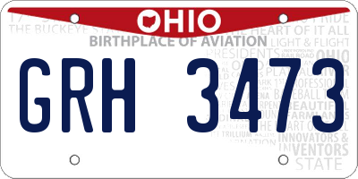OH license plate GRH3473
