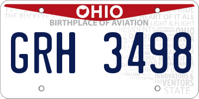 OH license plate GRH3498