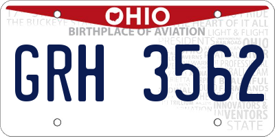 OH license plate GRH3562