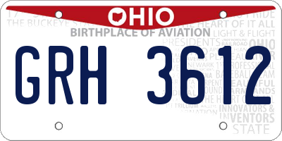 OH license plate GRH3612
