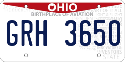 OH license plate GRH3650