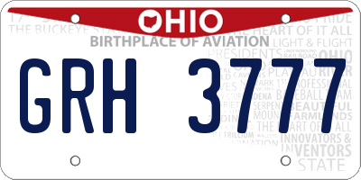 OH license plate GRH3777