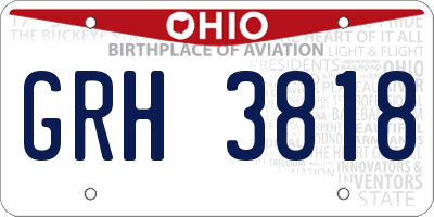 OH license plate GRH3818