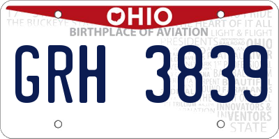 OH license plate GRH3839
