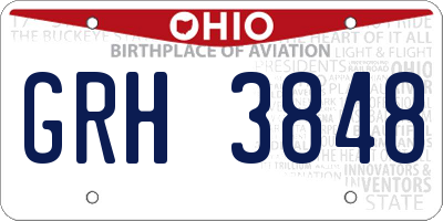 OH license plate GRH3848