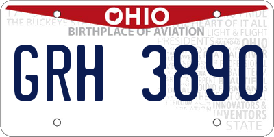 OH license plate GRH3890