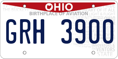 OH license plate GRH3900