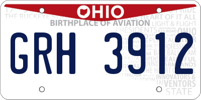 OH license plate GRH3912