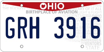 OH license plate GRH3916
