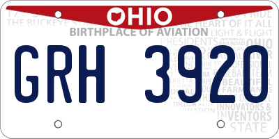 OH license plate GRH3920