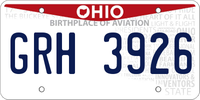 OH license plate GRH3926