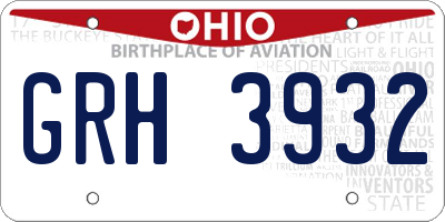 OH license plate GRH3932