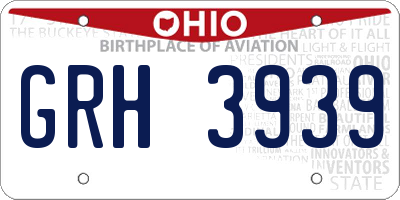 OH license plate GRH3939