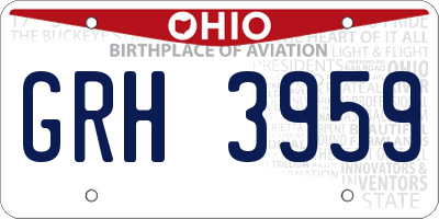 OH license plate GRH3959
