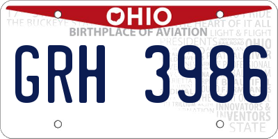 OH license plate GRH3986