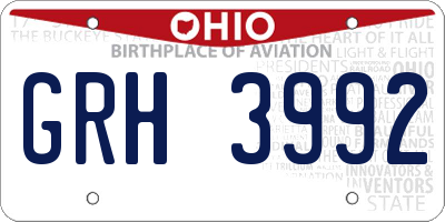 OH license plate GRH3992