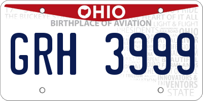 OH license plate GRH3999