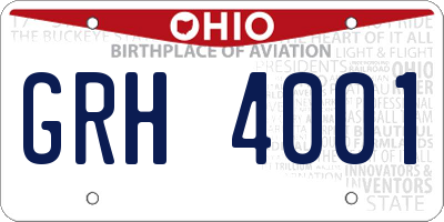 OH license plate GRH4001