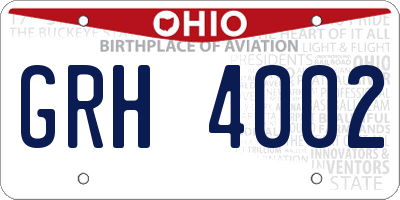 OH license plate GRH4002