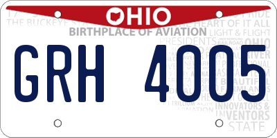 OH license plate GRH4005