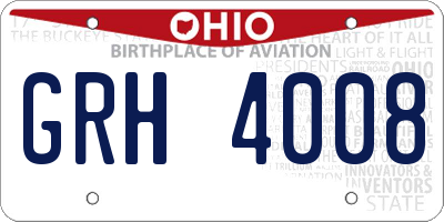 OH license plate GRH4008