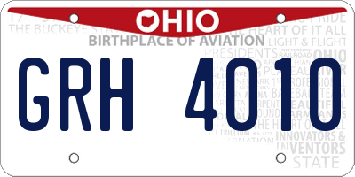OH license plate GRH4010