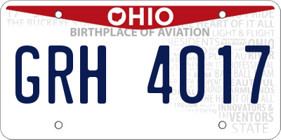 OH license plate GRH4017
