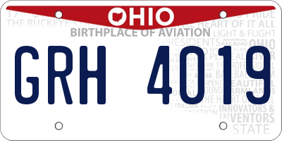 OH license plate GRH4019