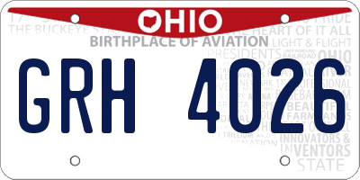 OH license plate GRH4026