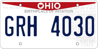 OH license plate GRH4030