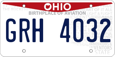 OH license plate GRH4032