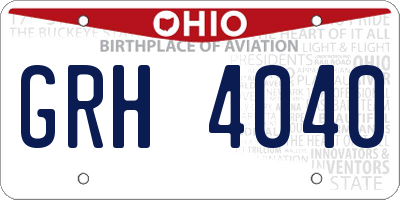 OH license plate GRH4040